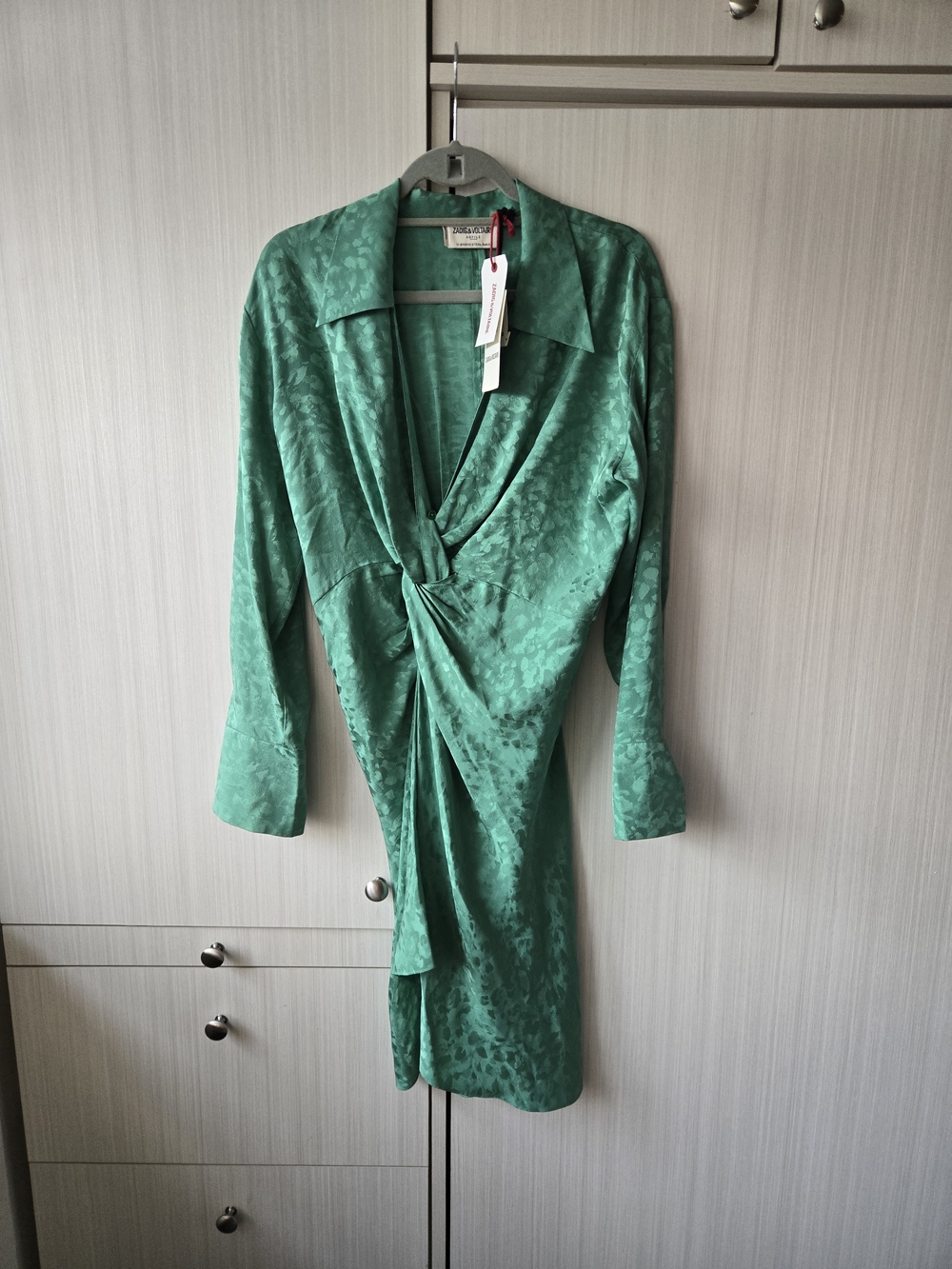 Zadig & Voltaire Green Satin Jacquard Dress - New with Tags